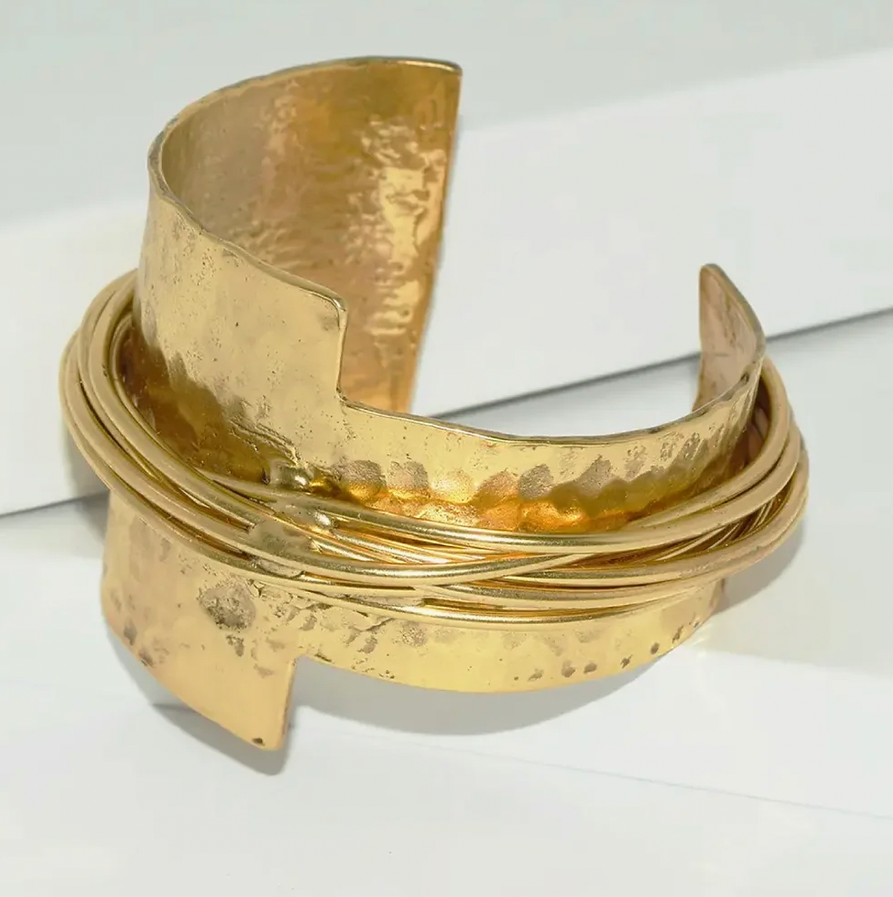 Gold Statement Wire Cuff Bracelet