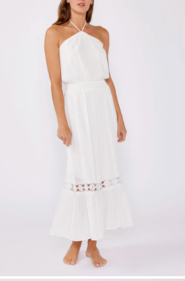 Lacey Eyelet Embroidered Halter Dress