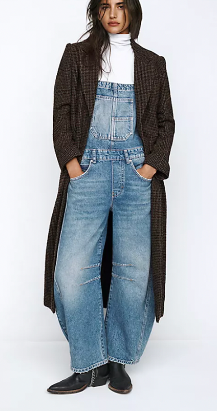 Free People Barrel Jean Overalls