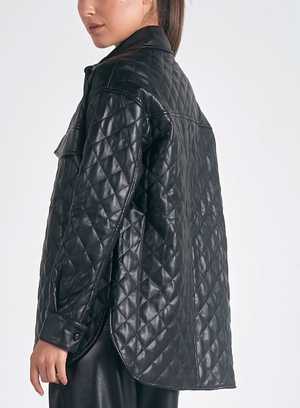 Quilted Faux Leather Jacket