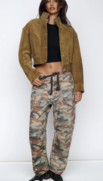 Moxie Printed Camo  Barrel Jeans