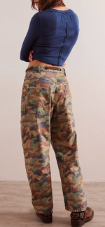 Moxie Printed Camo  Barrel Jeans