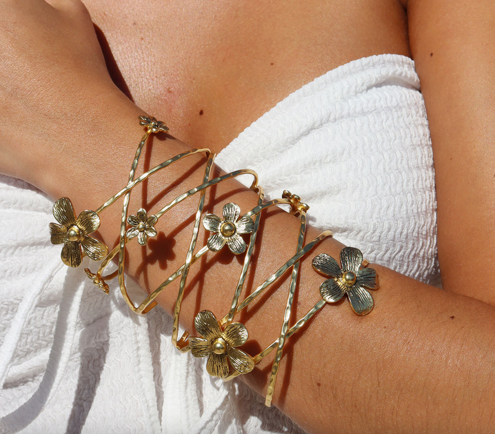 Gold Wire Flower Cuff