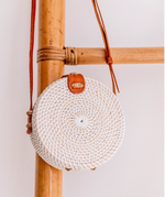 White Rounded Rattan Bag