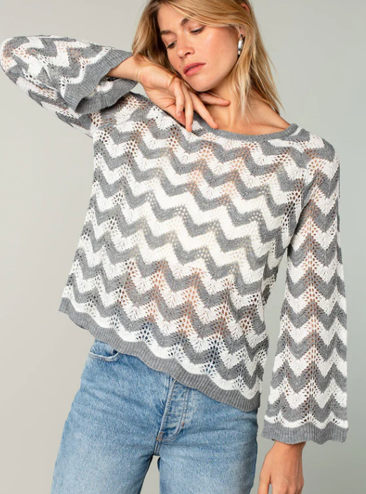 Yara Crochet Chevron Sweater