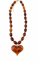 Roxie Tortoise Beaded Heart Charm Necklace