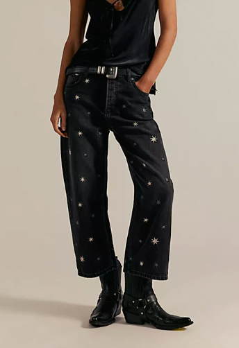Free People Starry night Embroidered Jean