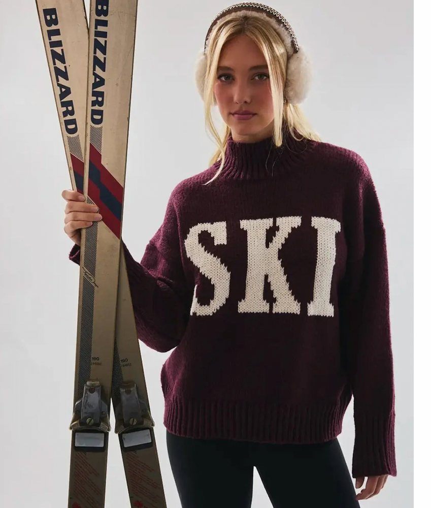 Burgundy Ski High Neck Sweater